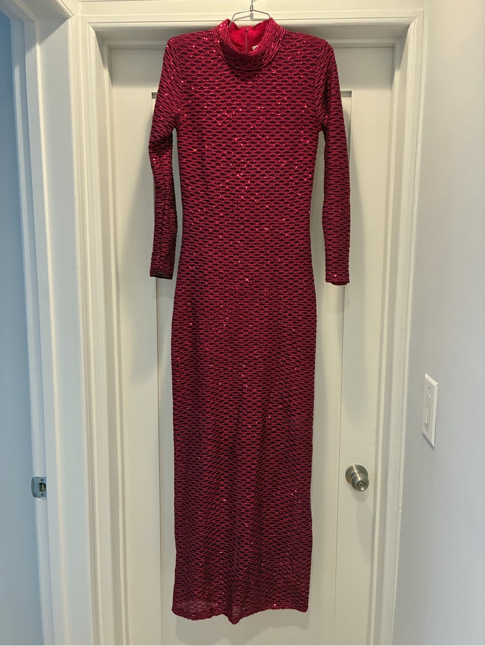 St JOHN - Long Red  Knit Dress - Elegant Evening Wear - size 2 (generous)